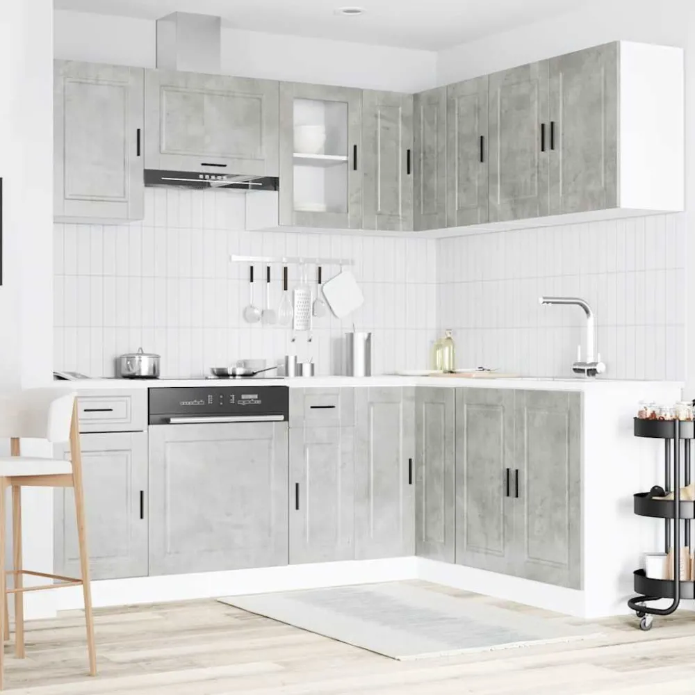 Clearance Keittiökaappisarja 11-osainen Porto, suunniteltu puu, eri värejä (43838) Valmiskeittiöt