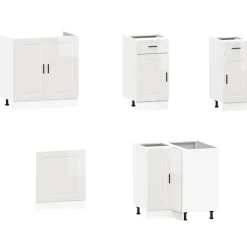 Clearance Keittiökaappisarja 11-osainen Porto, suunniteltu puu, eri värejä (43838) Valmiskeittiöt
