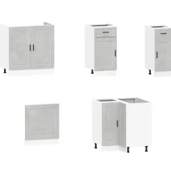 Clearance Keittiökaappisarja 11-osainen Porto, suunniteltu puu, eri värejä (43838) Valmiskeittiöt