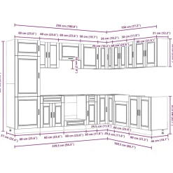 Hot Keittiökaappisarja 14-osainen Porto, eri värejä ja pintamateriaaleja (43841) Valmiskeittiöt