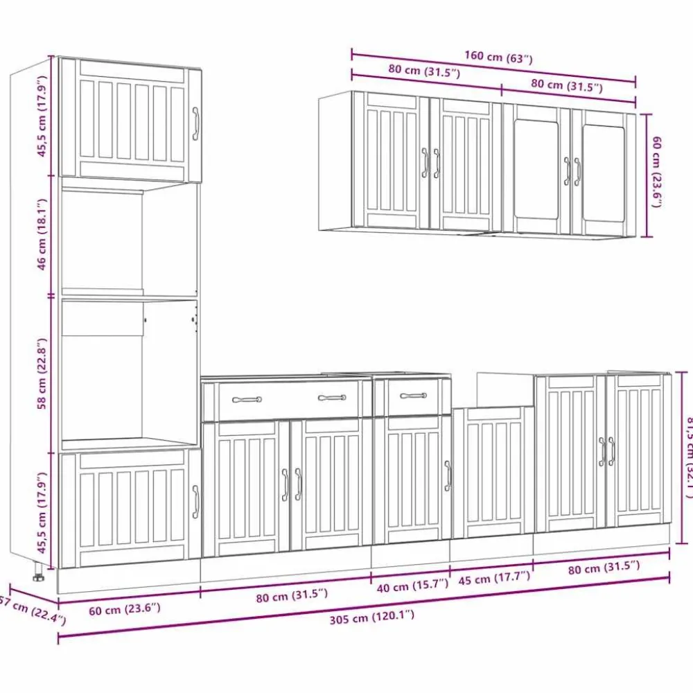 Keittiön kalustesarja, Kalmar, eri värejä (43816)*FinePRICE Discount