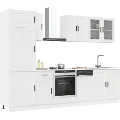 Outlet Keittiön kalustesarja 8-osainen Kalmar, suunniteltu puu, eri värejä (43823) Valmiskeittiöt
