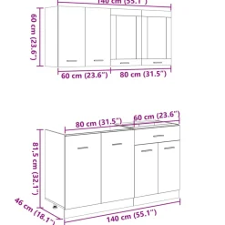 Keittiön kalustesarja 4-osainen Sonoma-tammi tekninen puu (07657)*FinePRICE Sale