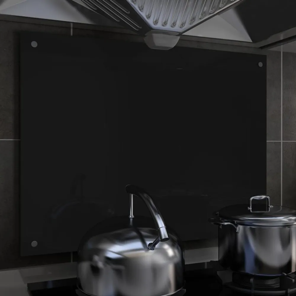 Keittiön roiskesuoja musta 80x60 cm karkaistu lasi*FinePRICE Clearance