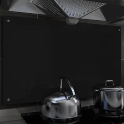 Keittiön roiskesuoja musta 100x60 cm karkaistu lasi Keittiötasot Ja Välitilat