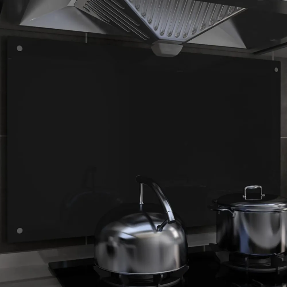 Keittiön roiskesuoja musta 100x60 cm karkaistu lasi Keittiötasot Ja Välitilat