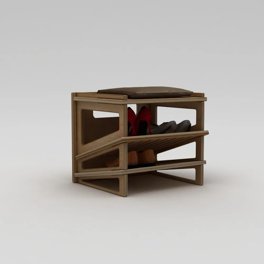 Kenkäteline Jolly, 44x44x42cm, ruskea*Linento Furniture New