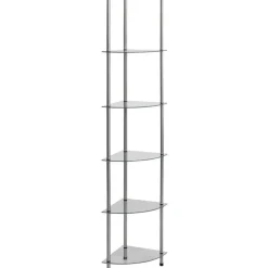 6-kerroksinen hylly läpinäkyvä 30x30x160 cm karkaistu lasi*FinePRICE New