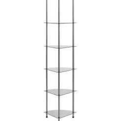 6-kerroksinen hylly läpinäkyvä 30x30x160 cm karkaistu lasi*FinePRICE New