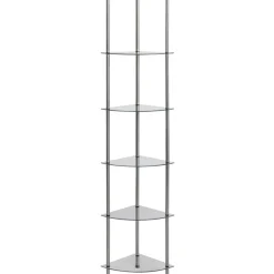 6-kerroksinen hylly läpinäkyvä 30x30x160 cm karkaistu lasi*FinePRICE New