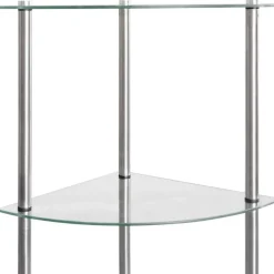 6-kerroksinen hylly läpinäkyvä 30x30x160 cm karkaistu lasi*FinePRICE New