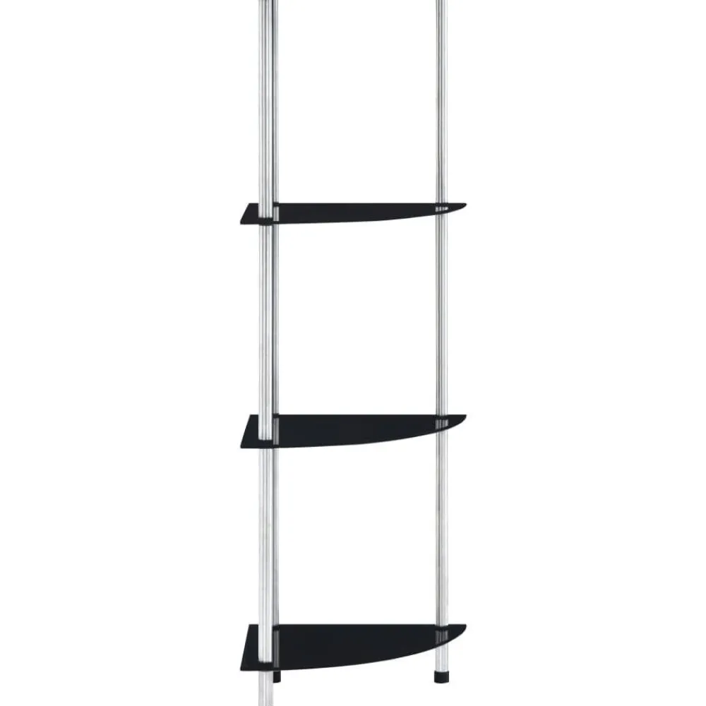 Outlet 4-kerroksinen hylly musta 30x30x100 cm karkaistu lasi Kirjahyllyt