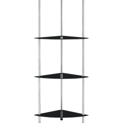 Outlet 4-kerroksinen hylly musta 30x30x100 cm karkaistu lasi Kirjahyllyt