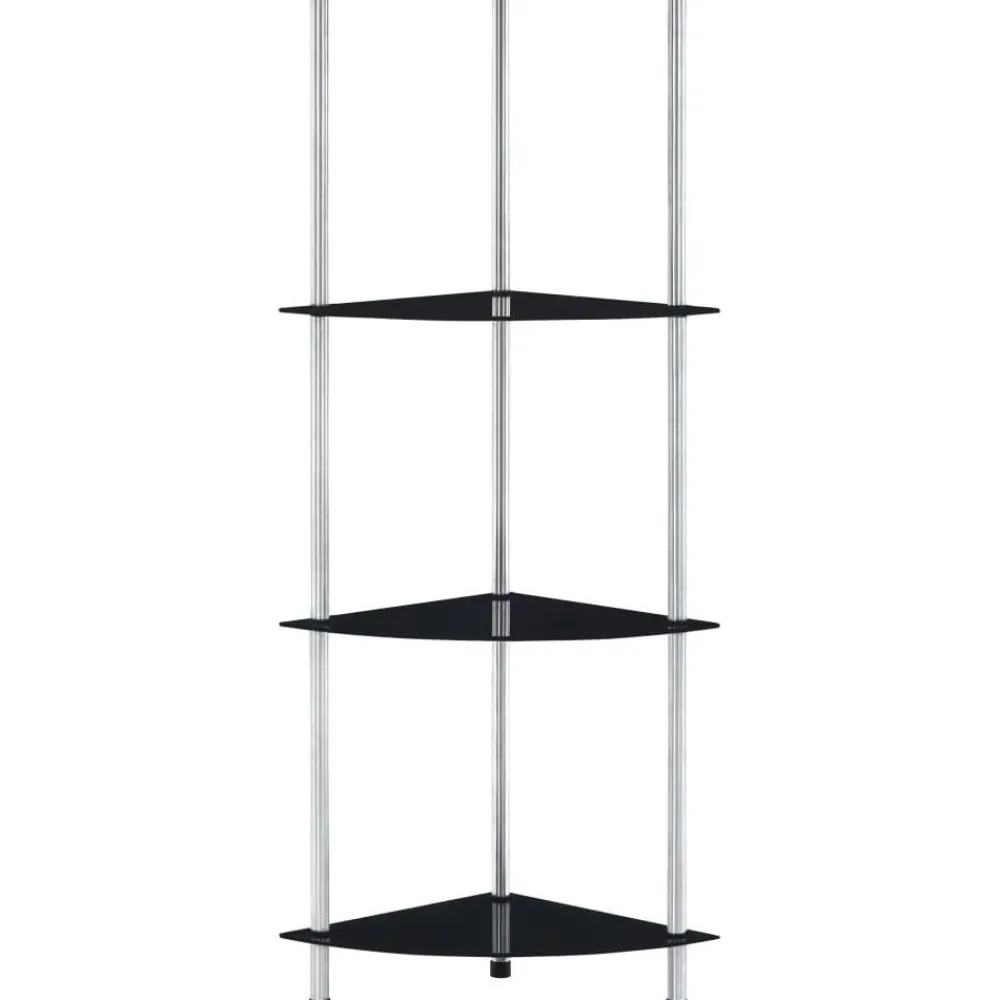 Outlet 4-kerroksinen hylly musta 30x30x100 cm karkaistu lasi Kirjahyllyt