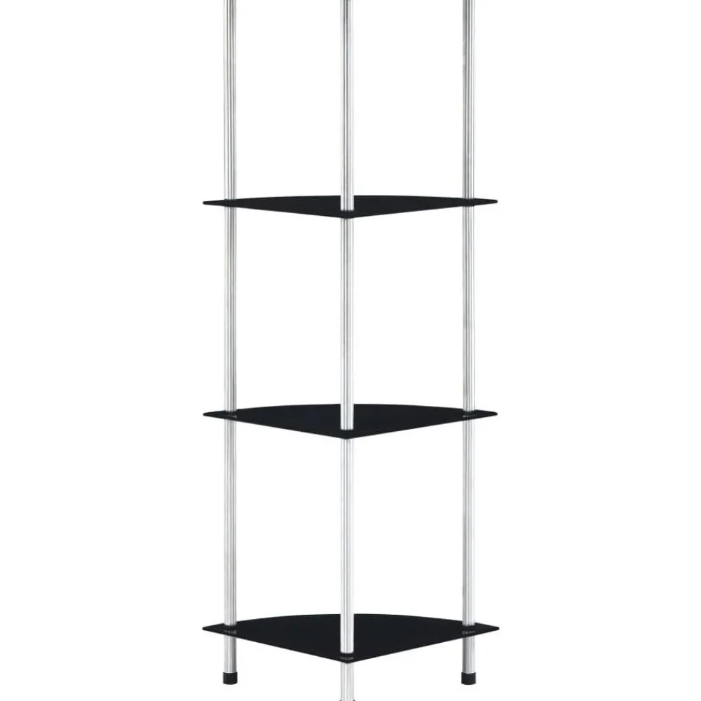 Outlet 4-kerroksinen hylly musta 30x30x100 cm karkaistu lasi Kirjahyllyt