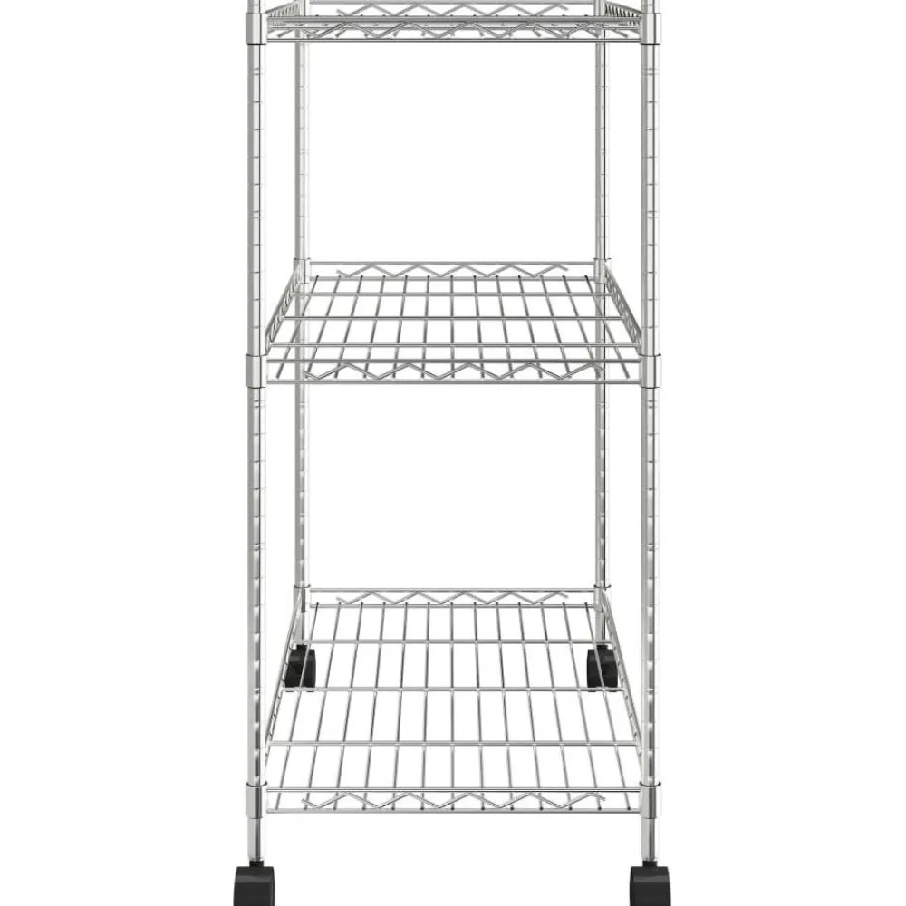 3-kerroksinen varastohylly pyörillä 60x35x81 cm kromi 150 kg*FinePRICE New
