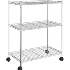 3-kerroksinen varastohylly pyörillä 60x35x81 cm kromi 150 kg*FinePRICE New