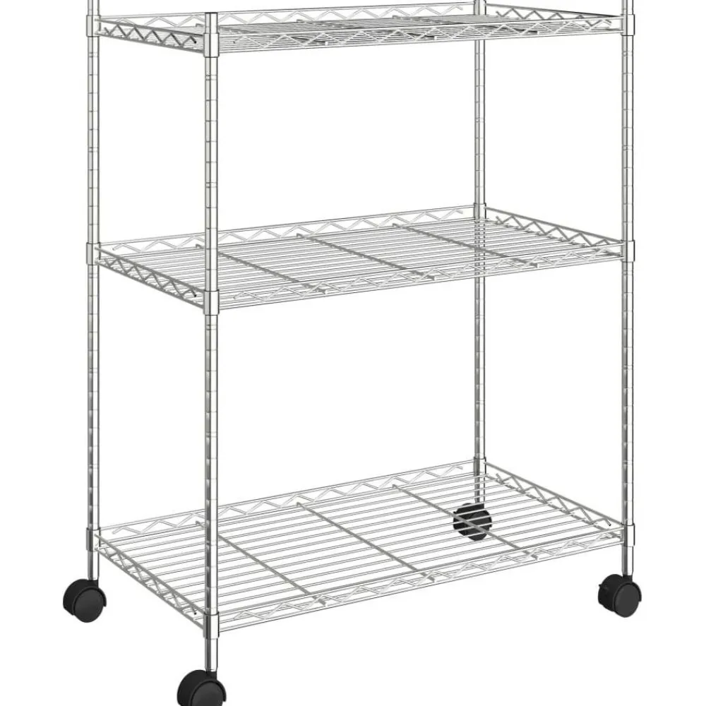 3-kerroksinen varastohylly pyörillä 60x35x81 cm kromi 150 kg*FinePRICE New