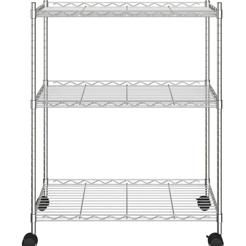 3-kerroksinen varastohylly pyörillä 60x35x81 cm kromi 150 kg*FinePRICE New