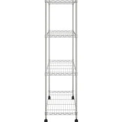 4-kerroksinen varastohylly pyörillä 90x35x142 cm kromi 200 kg*FinePRICE Sale