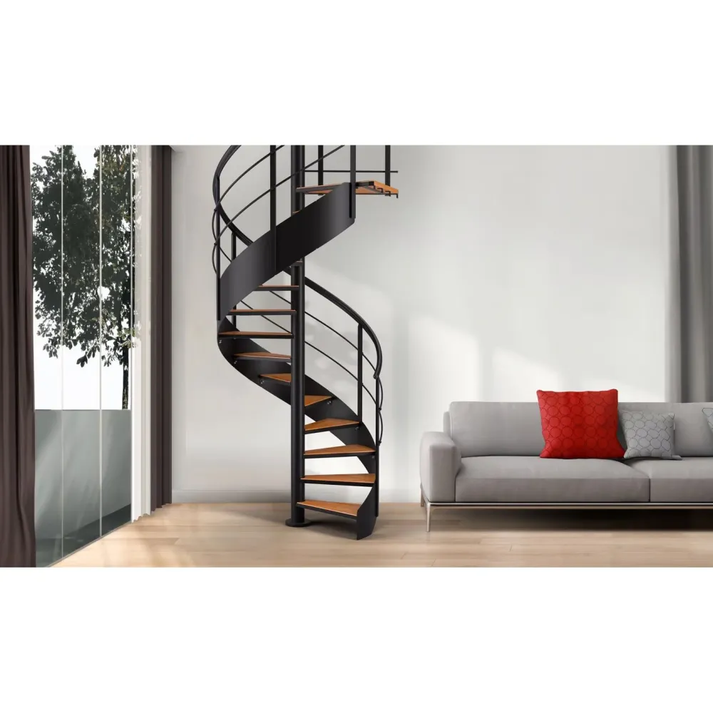 Kierreportaat Cambridge, Ø1400mm, pyökki, musta teräs*Dolle Discount