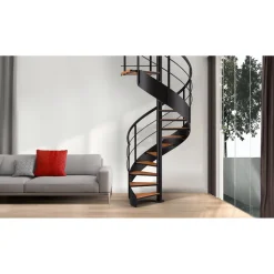 Kierreportaat Cambridge, Ø1400mm, pyökki, musta teräs*Dolle Discount