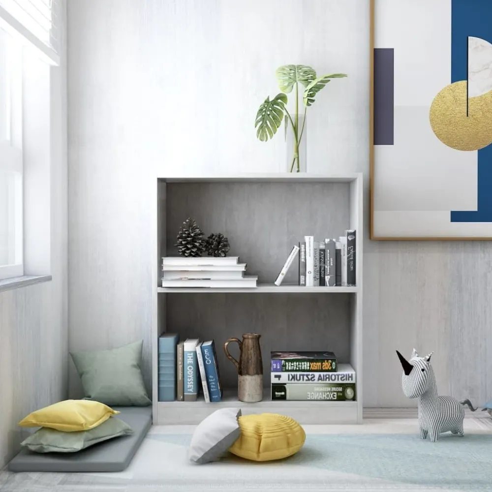 Sale Kirjahylly betoninharmaa 60x24x74,5 cm lastulevy Kirjahyllyt