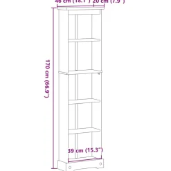 Best Kirjahylly Corona 46x20x170 cm täysi mänty (02779) Hyllyt|Kirjahyllyt