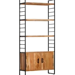 Kirjahylly 4 tasoa 80x30x180 cm täysi akaasiapuu*FinePRICE