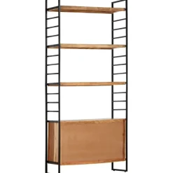 Kirjahylly 4 tasoa 80x30x180 cm täysi akaasiapuu*FinePRICE