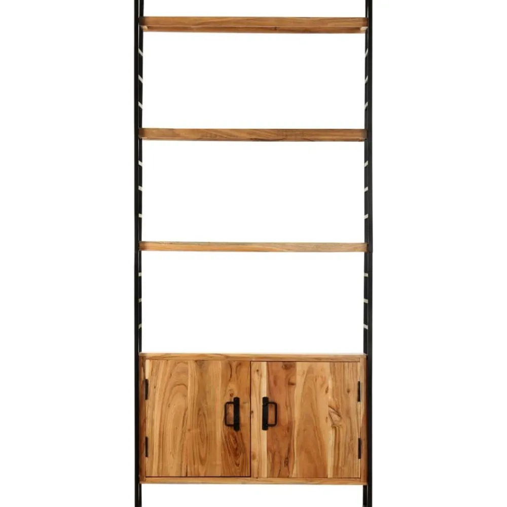 Kirjahylly 4 tasoa 80x30x180 cm täysi akaasiapuu*FinePRICE