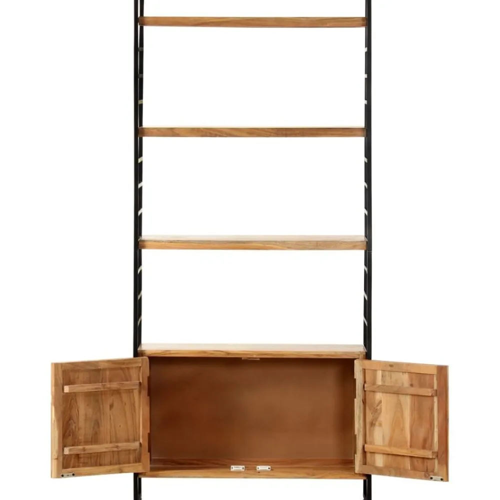 Kirjahylly 4 tasoa 80x30x180 cm täysi akaasiapuu*FinePRICE