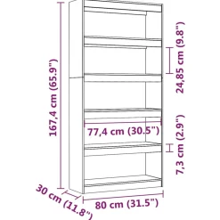 Kirjahylly/tilanjakaja 80x30x71,5-199,5cm, mänty, erikokoja ja värejä*FinePRICE Hot