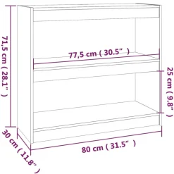 Kirjahylly/tilanjakaja 80x30x71,5-199,5cm, mänty, erikokoja ja värejä*FinePRICE Hot