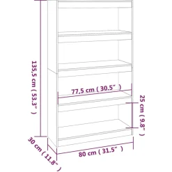 Kirjahylly/tilanjakaja 80x30x71,5-199,5cm, mänty, erikokoja ja värejä*FinePRICE Hot