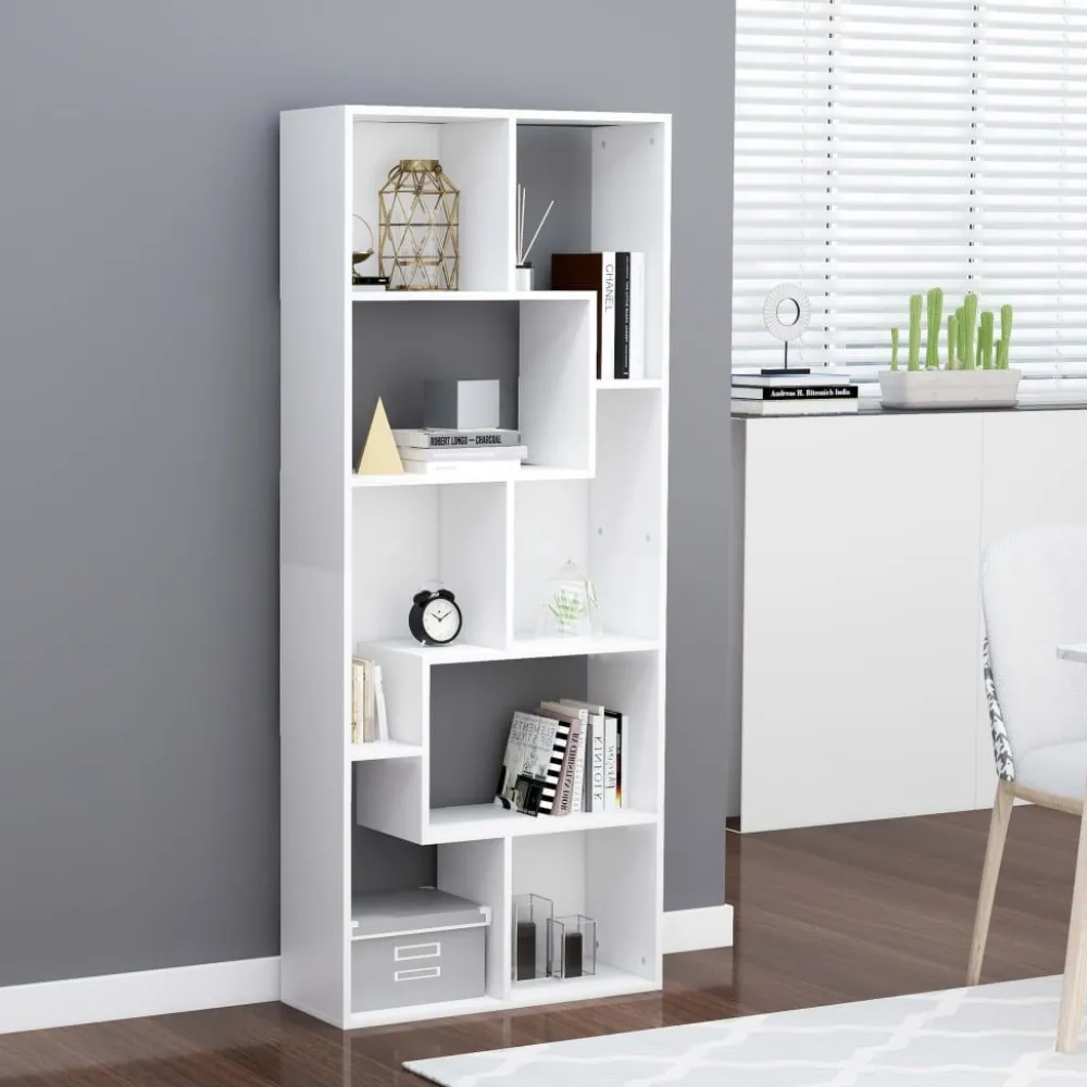 Kirjahylly valkoinen 67x24x161 cm lastulevy*FinePRICE Sale
