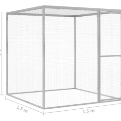 Kissahäkki 1,5x1,5x1,5 m galvanoitu teräs*FinePRICE Outlet