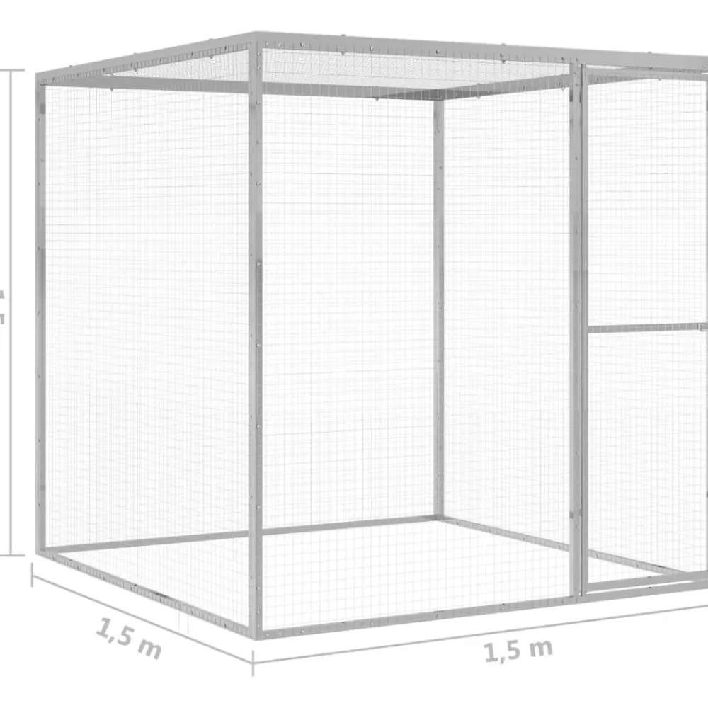 Kissahäkki 1,5x1,5x1,5 m galvanoitu teräs*FinePRICE Outlet