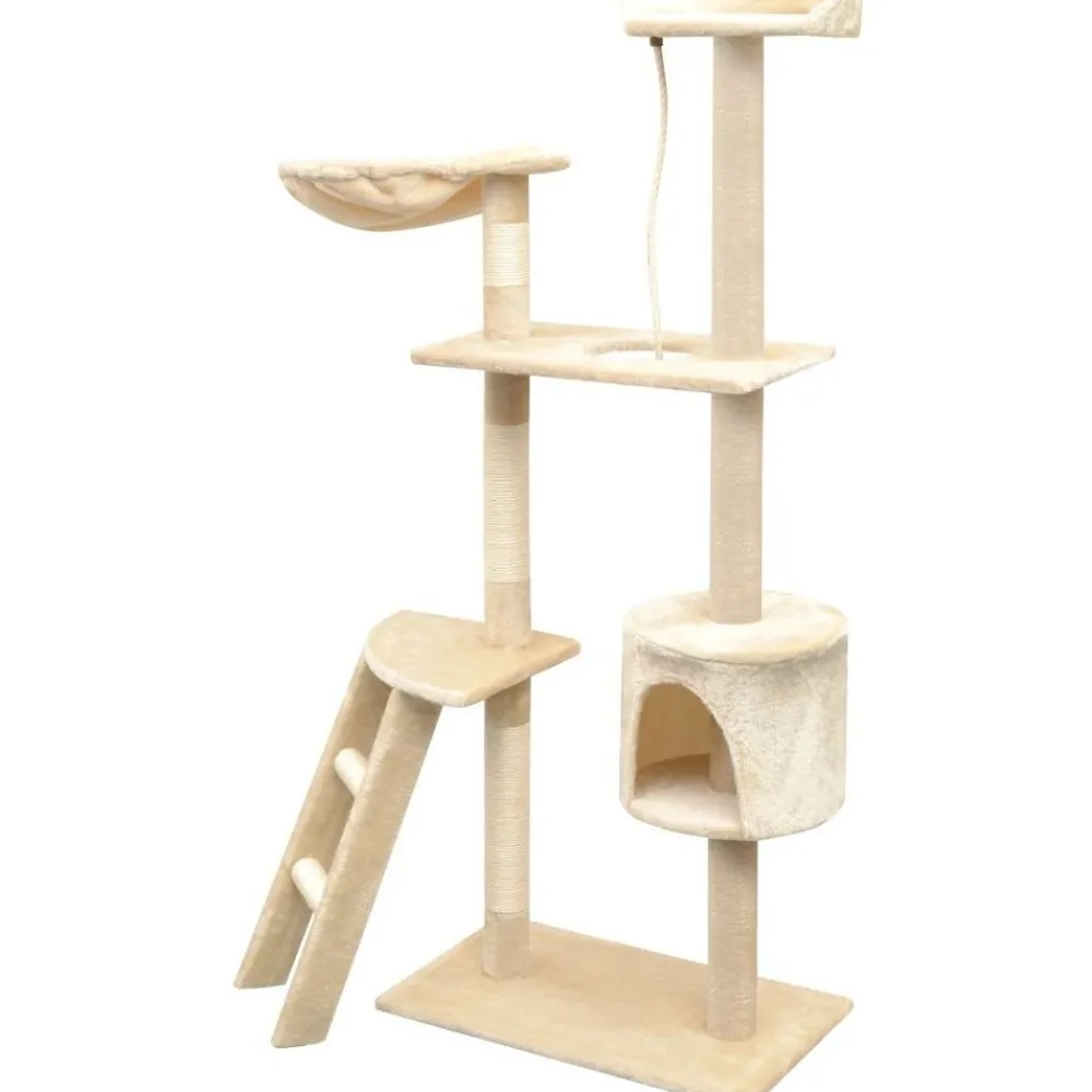 Clearance Kissan raapimispuu, sisal-pylväillä, 1 pesällä, 150cm, beige Lemmikkitarvikkeet