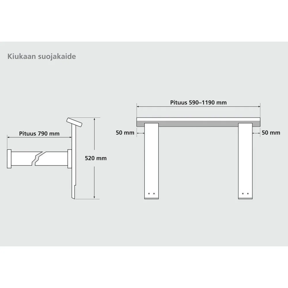 Kiuassuojakaide , 690mm, puuvalmis, eri vaihtoehtoja*Hermanni Discount