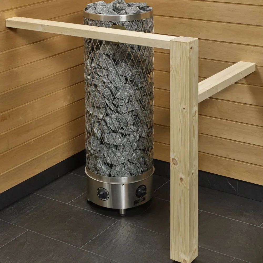 Kiukaan suojakaide/jalkatuki Log L-malli kuusi*Sun Sauna Best