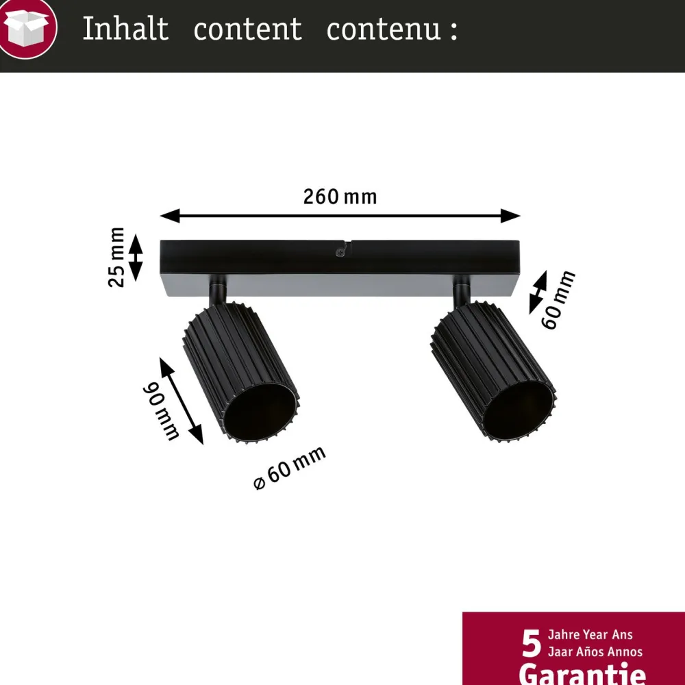 Discount Kohdevalaisin Lirena 2-osainen GU10 max. 2x10W metalli, mattamusta Kohdevalaisimet