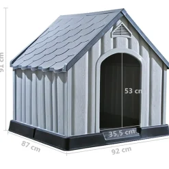 Koirankoppi 92x87x91 cm muovi harmaa*FinePRICE Clearance