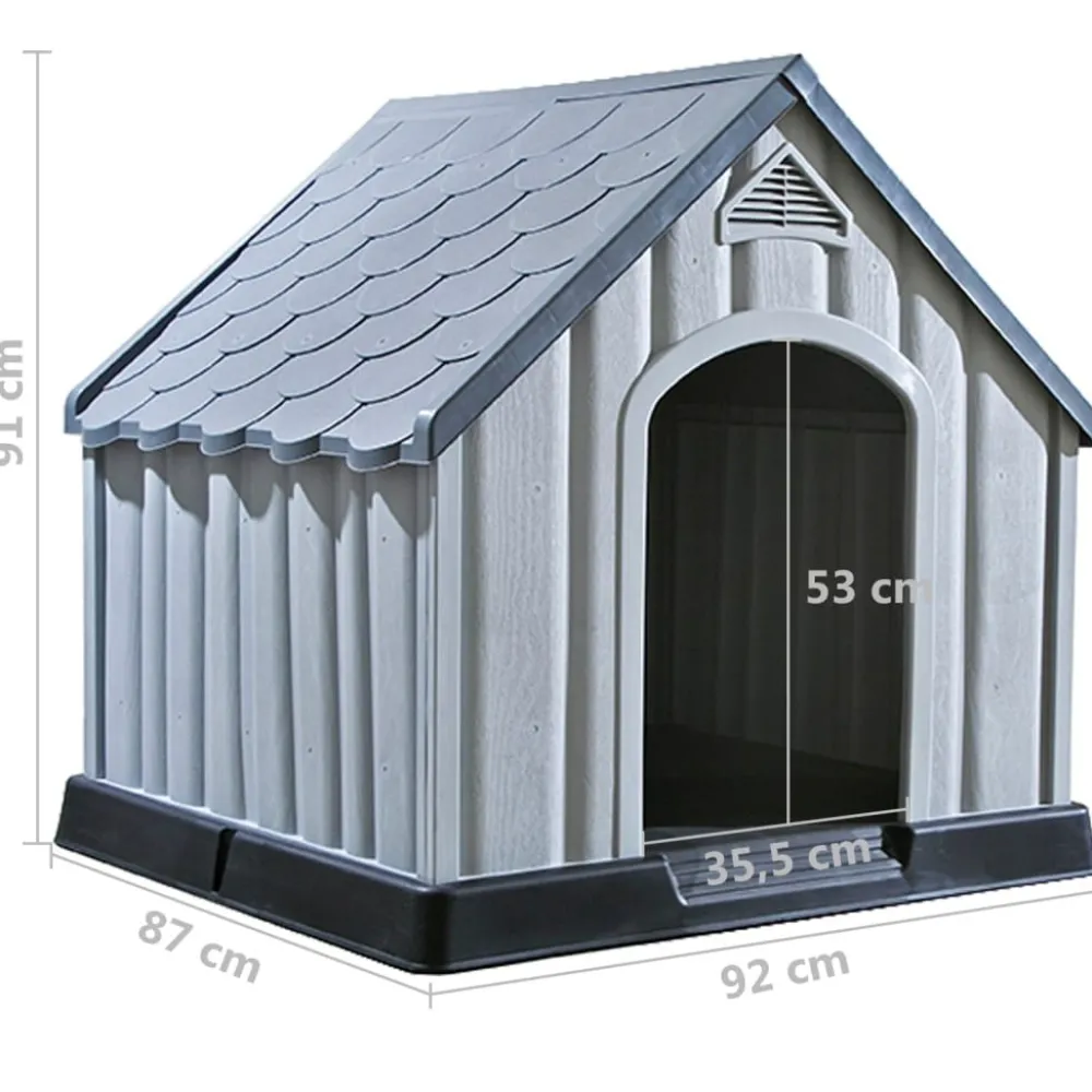 Koirankoppi 92x87x91 cm muovi harmaa*FinePRICE Clearance