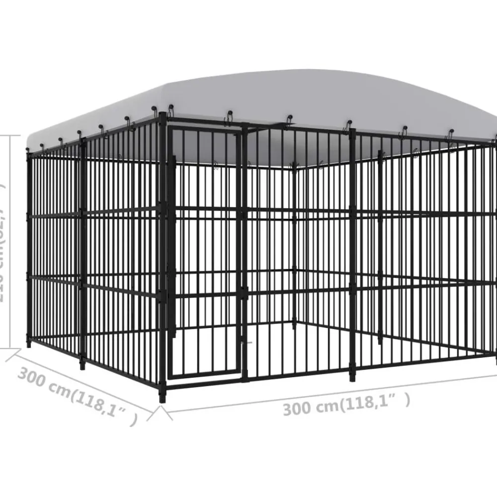 Koiratarha katoksella, 300x300x210cm*FinePRICE Clearance