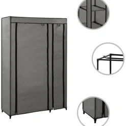 Kokoontaitettava vaatekaappi harmaa 110cm kangas*FinePRICE Discount