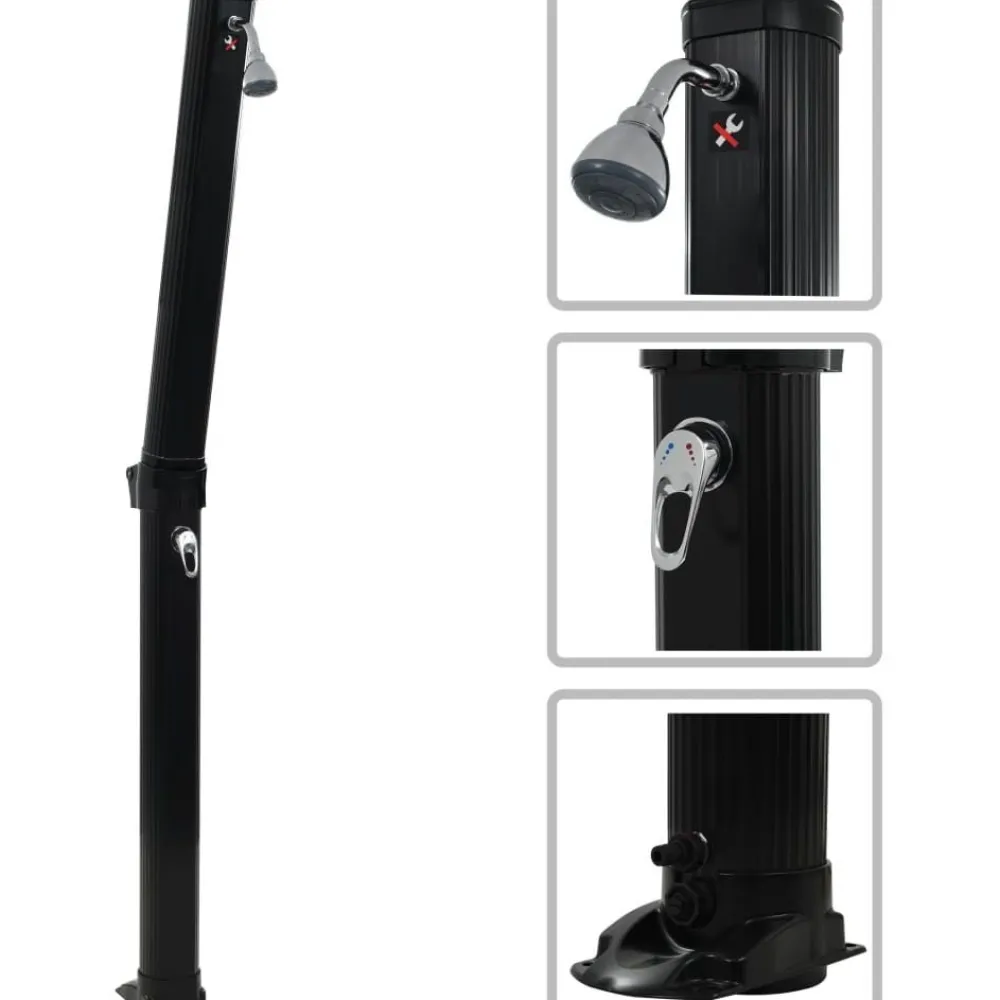 Kokoontaittuva aurinkovoimasuihku 214 cm musta 23 l*FinePRICE