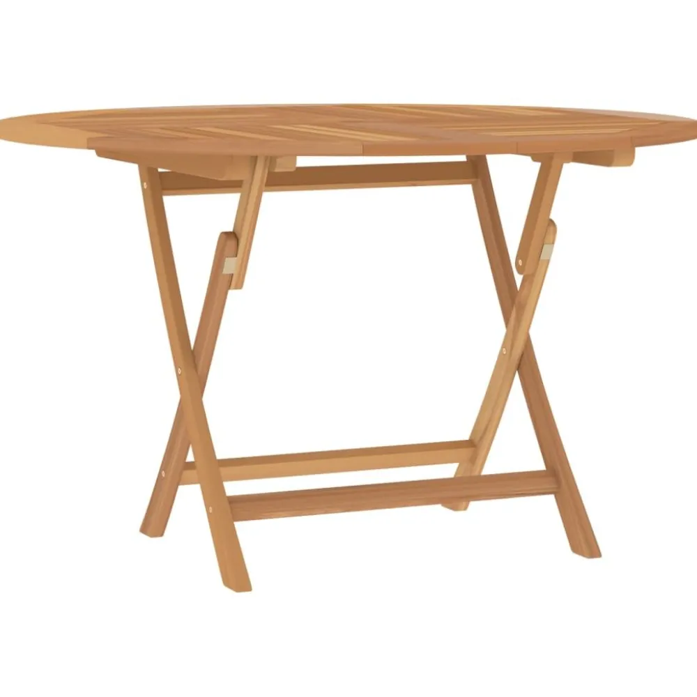 Discount Kokoontaittuva puutarhapöytä Ø 120x75 cm, tiikki Puutarhapöydät|Puiset Puutarhakalusteet