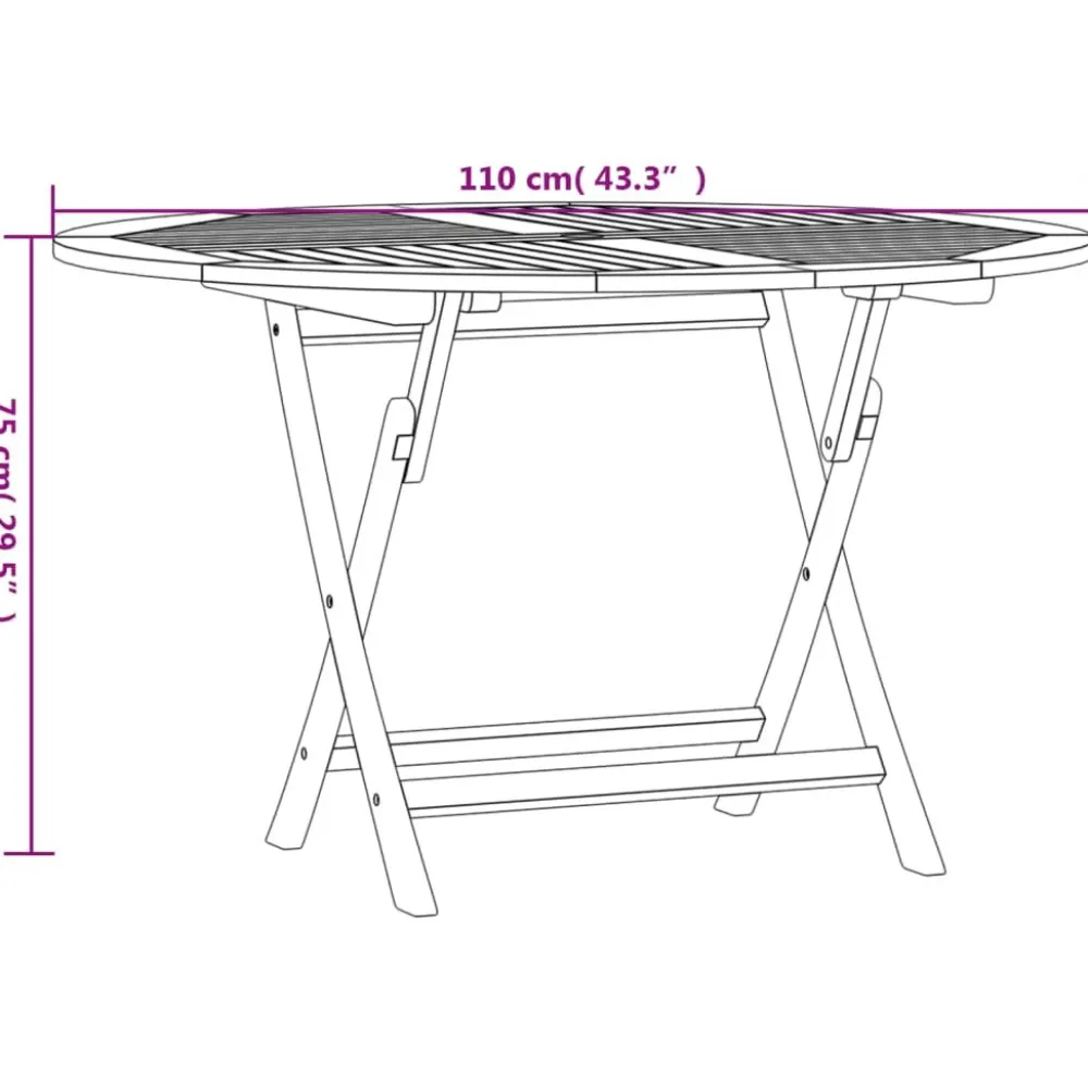 Discount Kokoontaittuva puutarhapöytä Ø 120x75 cm, tiikki Puutarhapöydät|Puiset Puutarhakalusteet