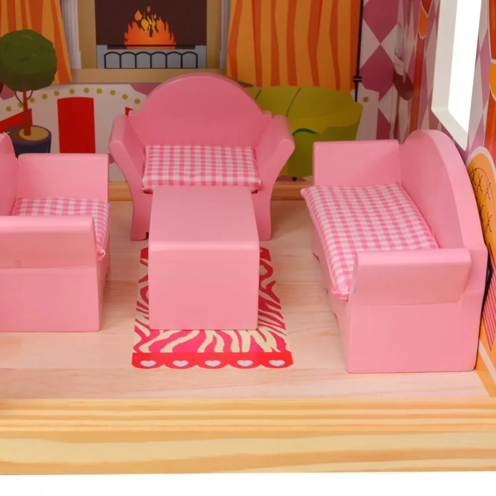 Kolmikerroksinen Nukkekoti Puu 60x30x90 cm*FinePRICE Online